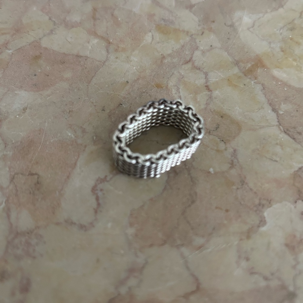 TIFFANY & CO. SOMERSET STERLING SILVER MESH RING